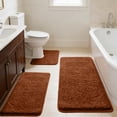 thumbnail image 4 of Menrkoo 3-Piece Memorys Foam Bathroom Rug Set Soft Non Slide Bath Mat Absorbent Bath Rug Perfects For Bathroom Laundry Room Mat Bathroom Mat Bathroom Accessories Brown Free Size, 4 of 8
