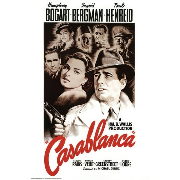 Casablanca - Movie Poster (Regular Style - White) (Size: 24" x 36")