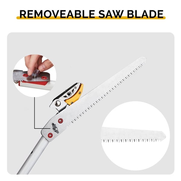 Long Reach Pruner for Garden, Cut & Hold Telescopic Pole Pruner, Fruit Picker Tree Branch Cutter with Lightweight Aluminum Extendable Handle, 4.27-7.55 FT