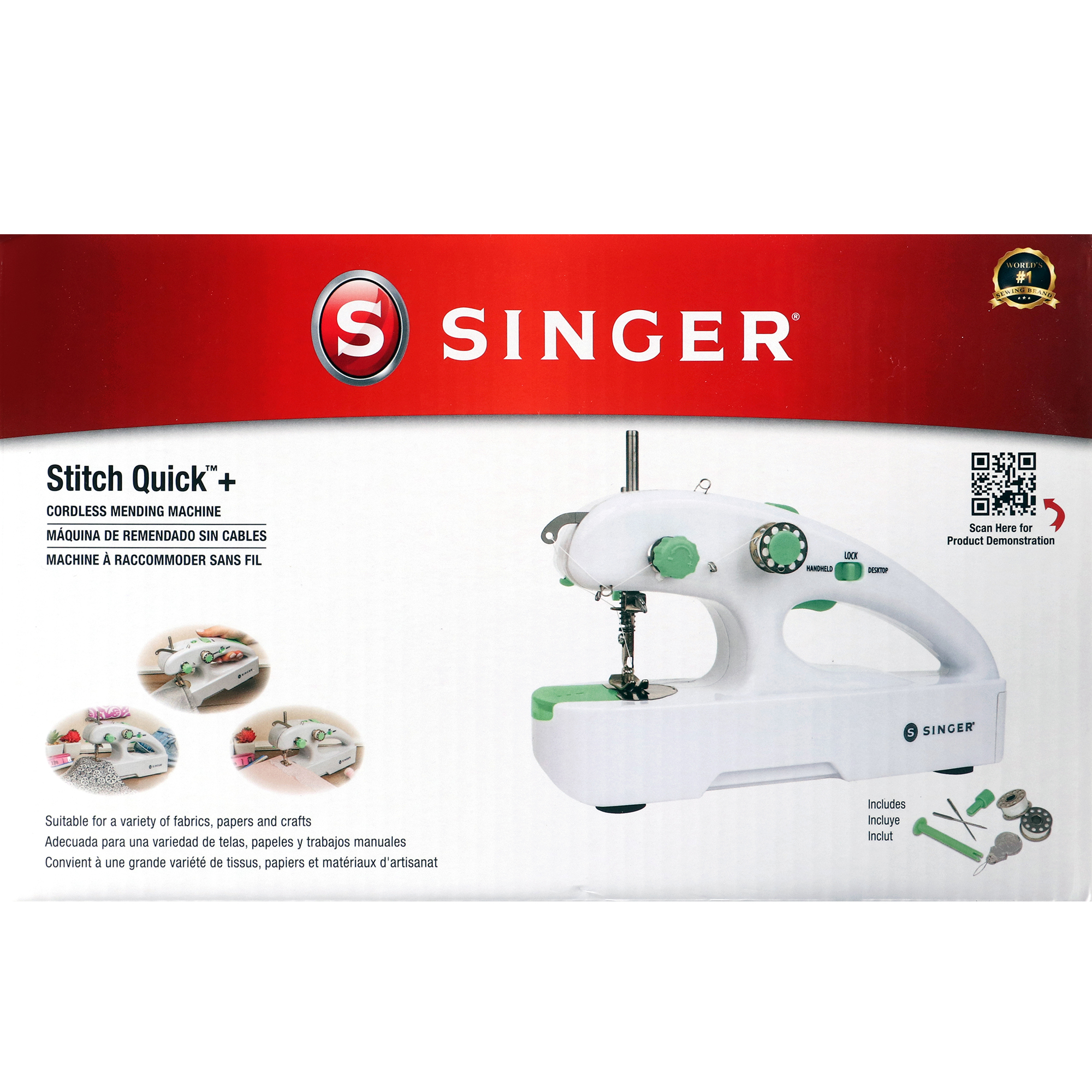 SINGER Stitch Quick Plus Cordless Hand Held Mending Portable Sewing Machine, Two Thread - image 3 of 14