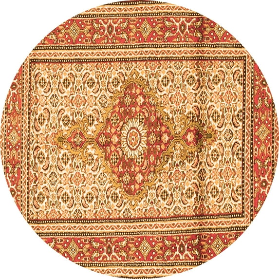 Ahgly Company Indoor Round Medallion Orange Traditional Area Rugs, 8' Round