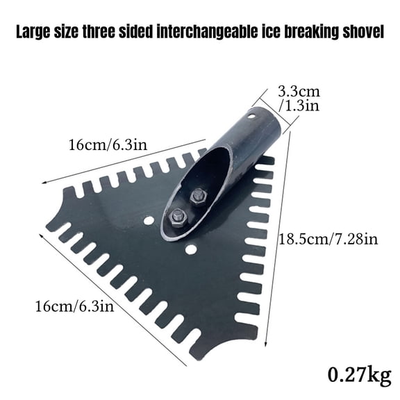 Tuscom Manganese Steel Ice Breaking Shovel, Detachable Long Handle Snow Shovel with Sawtooth Edge, Multi-Purpose Garden Tool for Ice Removal, Weeding, and Sticker Cleaning from Floor Wall