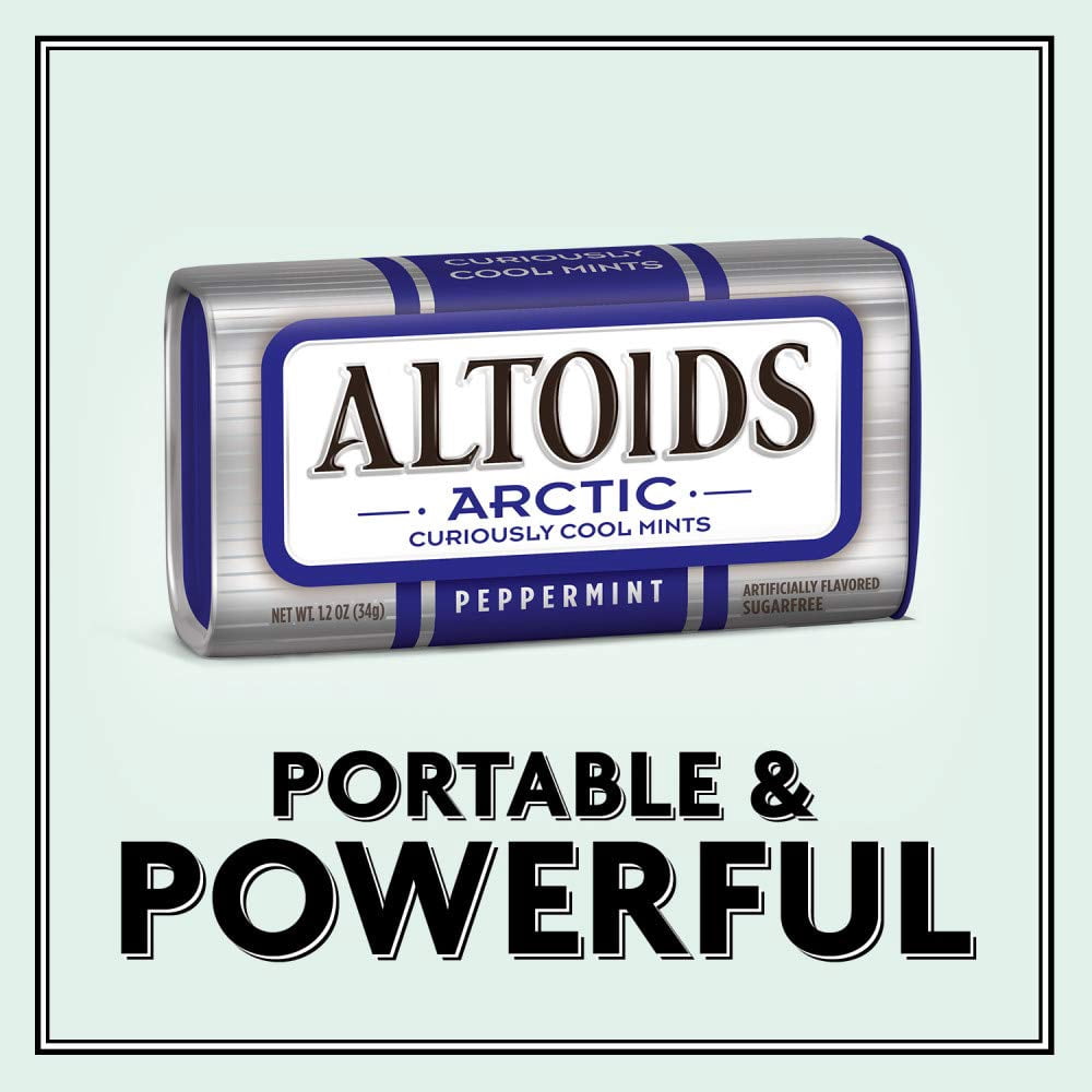 Arctic Peppermint Breath Mints, Pack of 12, 1.2 Oz | ALTOIDS Sugar-Free Peppermint, Keto-Friendly Hard Candies, Fresh Breath Mints, Classic Mint Flavor | Ships in an Aromatik™ Damage Proof Box