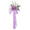 thumbnail image 4 of Silla de boda rústica con flores, decoración para silla de boda, rosas artificiales, flores para boda púrpura, 4 of 9
