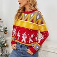 thumbnail image 4 of Mujeres Navidad suéter ricos colores vivos crewneck figurado patrón mujeres knit Top para viajes de vacaciones Oficina rojo l, 4 of 8