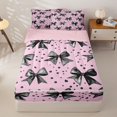 thumbnail image 2 of Homewish Black Pink Polkadots Bow Zipper Twin Comforter Sets with Fitted Sheet and 2 Pillowcases for Girls, Dreamy Princess Zipper Bedding Set, Pink Reversible, 4-Piece, 2 of 6