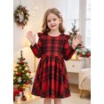 thumbnail image 2 of AmzBarley Girls Fall Winter Long Sleeve Ruffle Dress, Red Buffalo Plaid Swing Casual Dress for Toddler & Little Girls 3-4T, 2 of 7