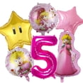 thumbnail image 2 of Globos de princesa Peach con temática de Mario rosa, globos decorativos para fiesta, globo de papel de aluminio de 32 pulgadas, figura de dibujos animados con números para cumpleaños, 2 of 5