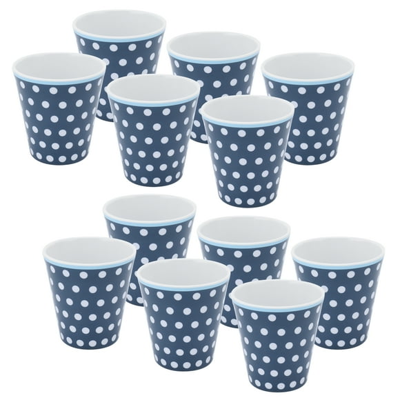 12Pcs Drink Cup Set,Milk Cup AntiScalding Melamine BlueDots Pattern Drinkware Kit for Home Restaurant Imitation Porcelain Drink Cup Restaurant School Gift Melamine Cup Water Cup