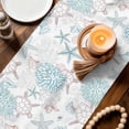 thumbnail image 3 of Coastal Coral Turtle Table Runner 72 Inches, Aqua Ocean Conch Starfish Summer Beach Bed Runner Dresser Scarves Tabletop for Indoor Outdoor Parties/Ceremony/Banquet, 14" x 72", 3 of 9