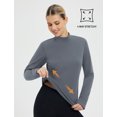 thumbnail image 6 of baleaf Thermal Shirts for Women Long Sleeve Mock Neck Tops Fleece Lined Base Layer with Thumb Hole Cold Weather Winter Gear Dark Gray XL, 6 of 7