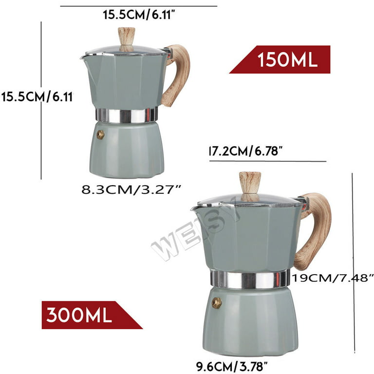 (3 Cup 150ml) Stovetop Maker Aluminum Moka Pot Coffee Maker (Blue)