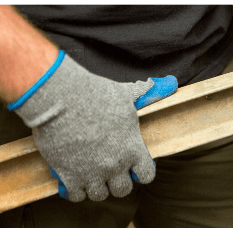 G & F Knit Work Gloves 3100S-DZ, Textured Rubber Latex