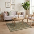 thumbnail image 3 of ODIKA 4'x6' Olive Blue Gaia Floral Elegance Washable Area Rug Intricate Botanical Motifs with Border Non-Slip, Chair-Friendly, Flatwoven for Home Office, Under Desk, 3 of 7