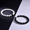 thumbnail image 2 of Distancia de pareja para él y para ella, ágata negra mate, cuentas naturales blancas, pulsera de piedra, regalo Heilwiy, 2 of 5
