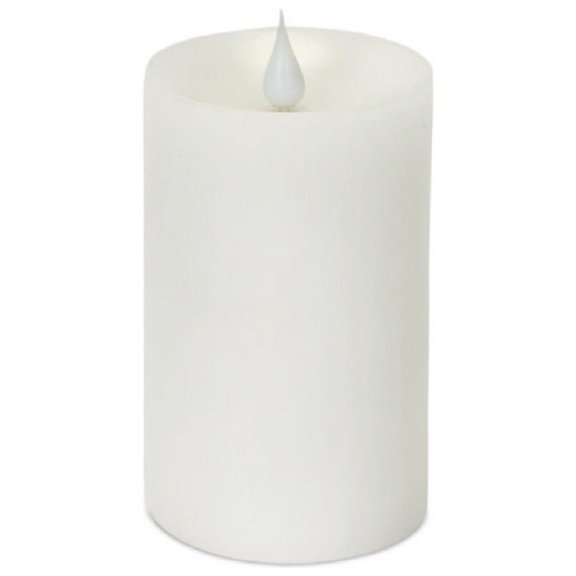 Melrose 5.25" Prelit LED Simplux Flameless Wax Pillar Candle with Moving Flame - White