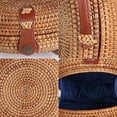 thumbnail image 6 of WOVTE Rattan Bag Round Knitted Straw Bag Tropical Beach Style Crossbody Handwoven Tote Basket Bali PU Leather Strap Bags, 6 of 6
