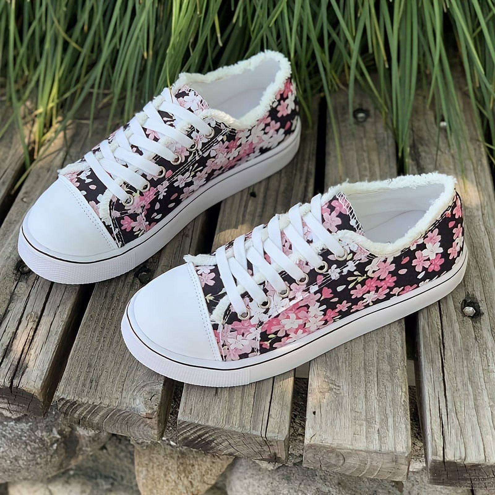Floral canvas sneakers deals