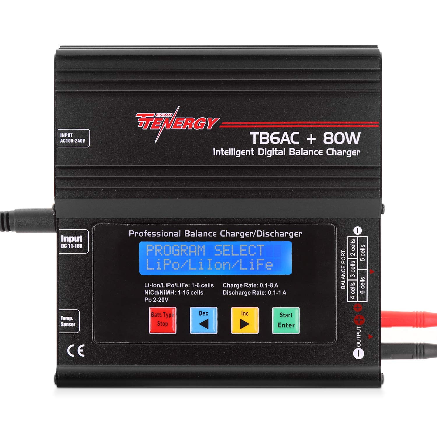 Tenergy TB6AC+80W Balance Charger Discharger, 1S6S Intelligent Digital