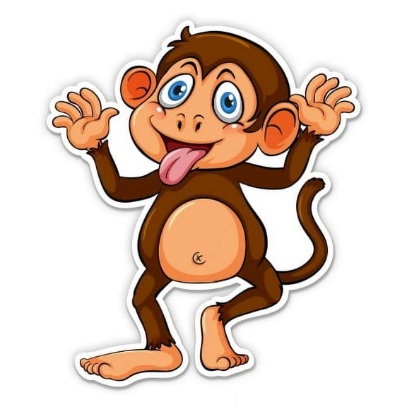 Silly Monkey - 3" Vinyl Sticker - For Car Laptop I-Pad Phone Helmet Hard Hat - Waterproof Decal