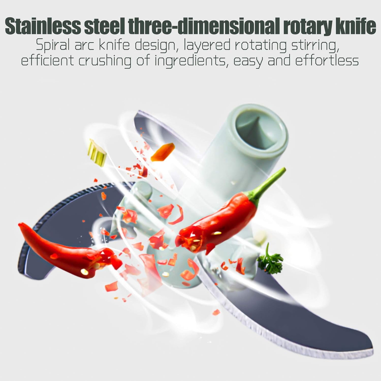 LINLIN Vegetable Onion Chopper, Stainless Steel Removable Blades, Manual Pull Food Chopper, Quick Hand Crusher for Garlic, Meat, Camping, Kitchen, Picnic Party (Blue)