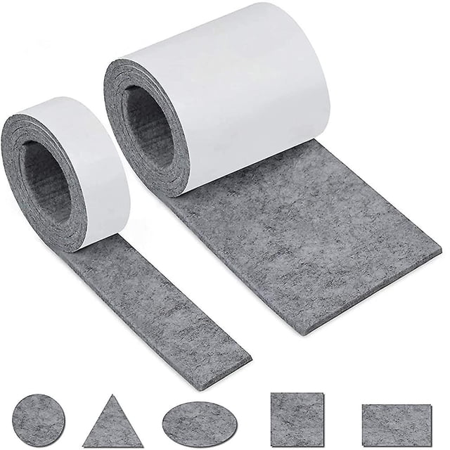 Fieltro autoadhesivo para muebles, fieltro adhesivo 2 rollos 100 * 10 cm + 100 * 2 cm Corte libre de cualquier tamaño o forma Almohadilla de fieltro antideslizante