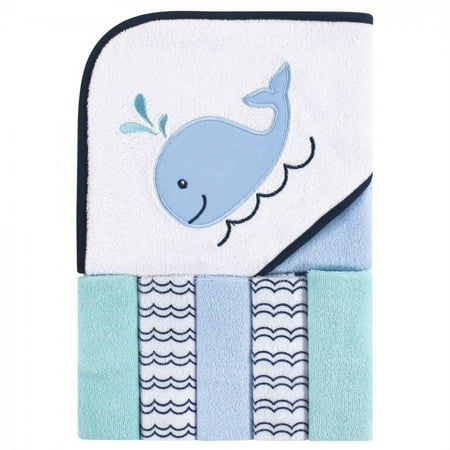 UPC: 0660168052671 | Luvable Friends Baby Boy Hooded Towel with Five Washcloths Boy Whale One Size
