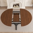thumbnail image 5 of Wohh 47" Extendable Round Dining Table for 4-8, Walnut Finish with Storage Shelf & Metal Frame, Space Saving Kitchen & Living Room Furniture, 5 of 10