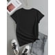 thumbnail image 2 of Valentine'S Day Floral Applique Women'S Short Sleeve T-Shirt, Casual Crew Neck, Polyester Knit Fabric, Regular Length, with Rose Bouquet Graphic Print, for Summer Wear - 1206, 2 of 6