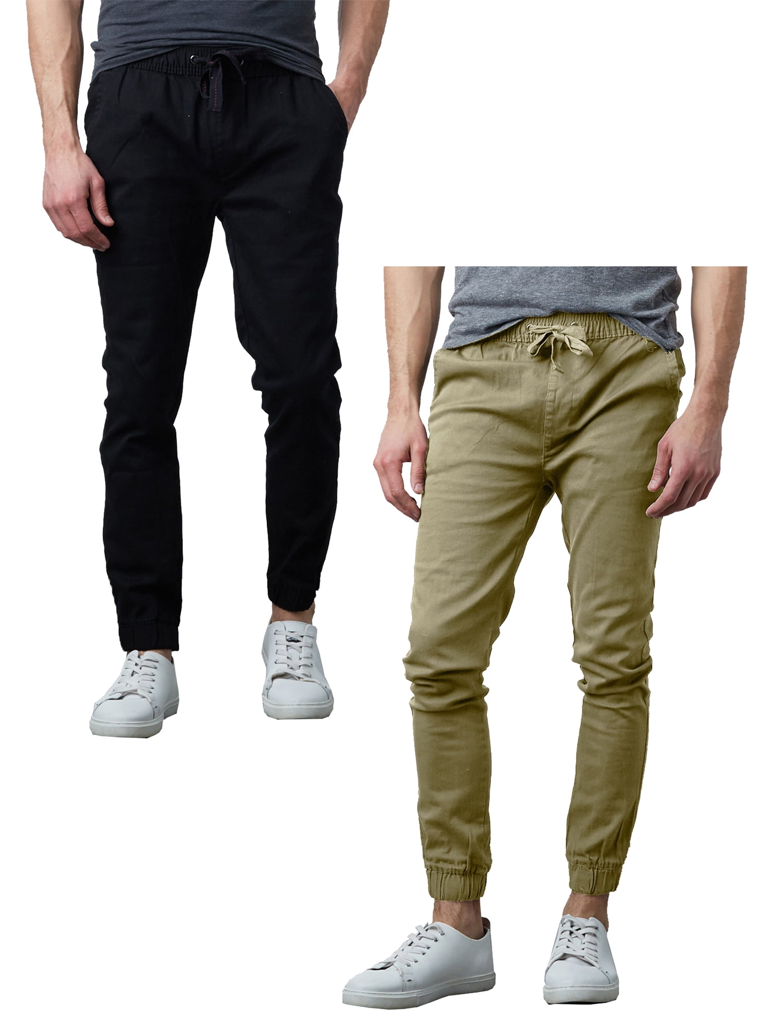 GBH - Mens Slim-Fit Cotton Twill Jogger Pants (2-Pack) - Walmart.com ...