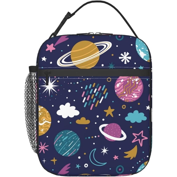 Galaxy Solar System Lunch Box for Adults Women Men Planet Lunch Bag Cooler Tote Reusable Insulated Lunch Bag Container Gifts for Office Picnic Travel Work