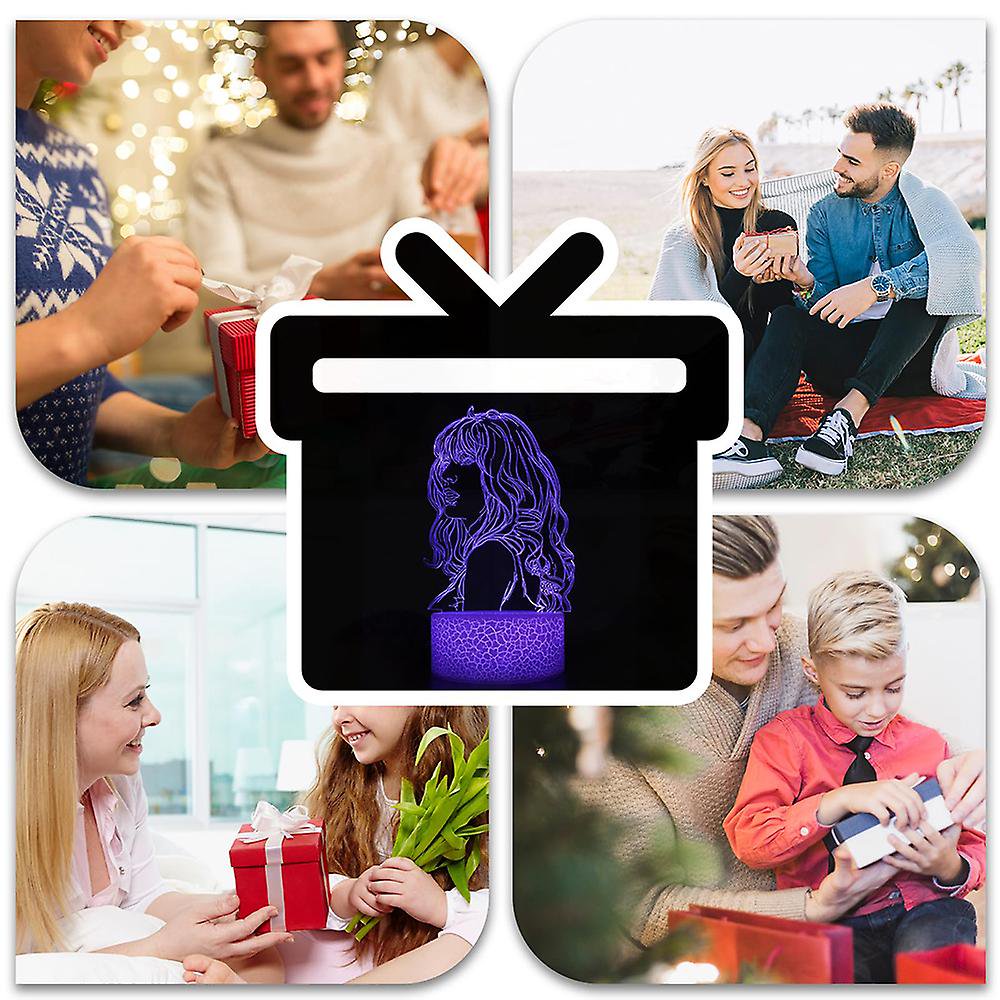Luixene 3D TS Singer Night Light – 16 Color Dimmable LED Lamp With Remote, Music-Themed Gift For Fans