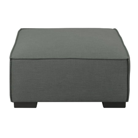 Emerald Home Lonnie Cinder Gray Ottoman with Minimalist Lines And Block (Best Paint For Cinder Block Foundation)