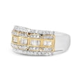 thumbnail image 4 of Haus of Brilliance 10K White and Yellow Gold 1.00 Cttw Womens Prongs Baguette and Round cut Diamond Art Deco Multi-Row Ring Band (I-J Color, I1-I2 Clarity) - Ring Size 9, 4 of 7