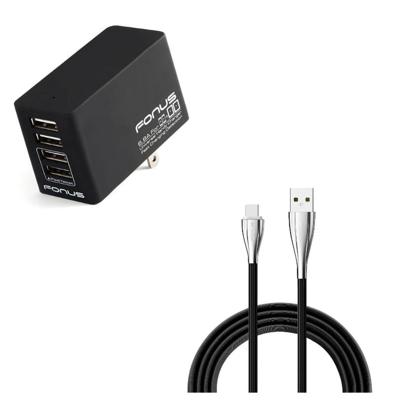Power Cord Type-C 10ft USB Cable w 4-Port USB 34W Home Charger Y1L for Samsung Galaxy Tab S6 10.5 S5e 10.5 S4 10.5 Note 10 Plus A 10.1 (2019) Fold A20 A10e - Sony Xperia 5 10 Plus 1