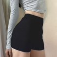 thumbnail image 4 of Women Knit Fold over Shorts High Waist Slim Fit Stretchy Yoga Shorts Summer Casual Active Jogger SweatShorts Black L, 4 of 8