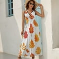 thumbnail image 2 of Autumn Harvest Maple Leaves Thanksgiving Sleeveless Dress Woman Fashion Long Dresses Women's Summer Suit Dress 2025, 2 of 7