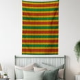 thumbnail image 3 of Rasta Tapestry, Geometrical Zig Zag Triangle Inspired Shapes in Flag Colors Art Print, Wall Hanging for Bedroom Living Room Dorm Decor, 40W X 60L Inches, Marigold Orange and Green, by Ambesonne, 3 of 5