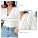 thumbnail image 4 of Blusa De Manga Larga Abullonada Con Cuello En V Y Hombros Plisados ​​​​para Mujer, 4 of 5