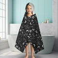thumbnail image 6 of Black White Gothic Moon Flower Card Pattern Hooded Bath Towel，60"x35" for Ages 3 To 12 Kids, Quick Dry Lightweight Soft Microfiber Hood Beach Towel Cover Up for Kids, 6 of 7