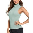 thumbnail image 1 of QRIC Women Sleeveless Mock Turtleneck Shirts Ribbed Fitted Slim Fit Tank Top, S-XL, 1 of 5