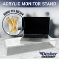 thumbnail image 2 of Dasher Products Acrylic Laptop Stand with Matching Pen Holder, Contemporary Design, Ergonomic Viewing Position, Raises Monitor 3 inches, 12mm Thick Clear Acrylic, No More Clutter, 2 of 9