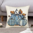 thumbnail image 2 of Pumpkin Fall Decorative Pillow Covers 18x18 Inch Blue Pumpkin and Maple Leaves Autumn Harvest Throw Pillow Covers Farmhouse Thanksgiving Outdoor Pillows Case for Home Couch, 2 of 5