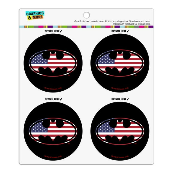 Batman USA American Flag Shield Logo Refrigerator Fridge Locker Vinyl Circle Magnet Set