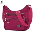 thumbnail image 3 of PULLIMORE Womens Waterproof Nylon Crossbody Bag Casual Messenger Bags Travel Shoulder Purse Handbag (Rose Red), 3 of 8
