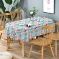 thumbnail image 2 of Flamingo Oval Tablecloth, Pink Oval Tablecloth, Pink Flowers Print Table Cloth, Summer Waterproof Wrinkle Free Oval Tablecloth for Oval Tables 60 X 102 Inch, 2 of 3