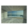 thumbnail image 3 of Modern Cutting Board, Empty Lounge Area Large Window and View of Sea Waves Rocks Art, Decorative Tempered Glass Cutting and Serving Board, Small Size, Beige Blue White, by Ambesonne, 3 of 5