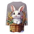 thumbnail image 4 of Fjofpr Womens Tops under $10 3/4 Sleeves Ladies' Loose Casual Easter Print Round Neck Three Quarter Sleeve 3/4 Sleeve T-shirt Top, 4 of 5
