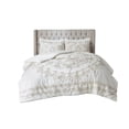 thumbnail image 4 of King/Cal King 3-Piece Tufted Chenille Duvet Cover Set - Ivory & Taupe Medallion Design, 100% Cotton, 4 of 15