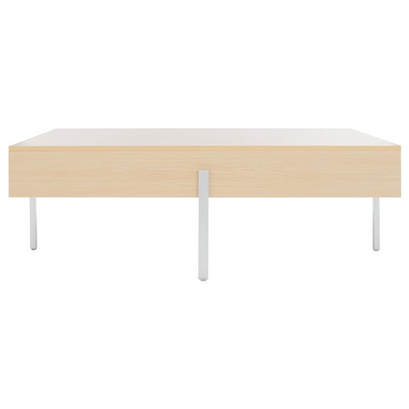 SAFAVIEH Jaxith Contemporary Coffee Table, Natural/Silver (47.2 in. W x 29.9 in. D x 16.1 in. H)